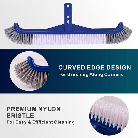 POOLAZA Pool Brush with Pool Skimmer Net Kit, 17.5" - Picture 3 of 5